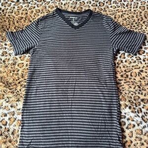 Express Black and Gray Striped Short Sleeve Tee